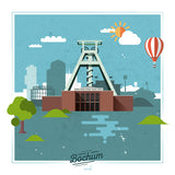 Bochum Bergbaumuseum Poster. Vintage Wandbild
