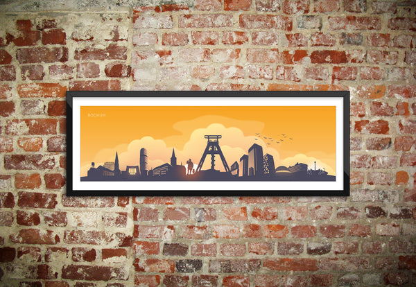 Bochum Skyline Wandbild gelb