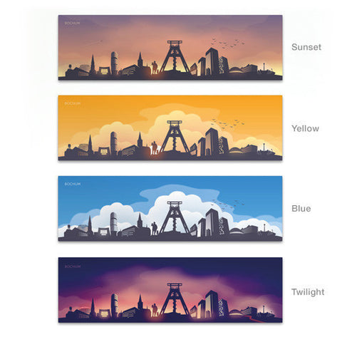 Bochum Skyline Druck auf Leinwand. Sunset Edition