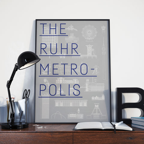 Poster "The Ruhr Metropolis". Kunstdruck der Wahrzeichen des Ruhrgebiets.