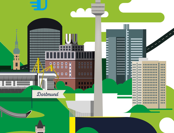 Ruhrgebiet Karte. Modernes Ruhrgebiet Poster (Wandbild)