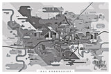 Ruhrgebiet Karte Kunstdruck Schwarz/Weiß und Farb-Edition (91 x 61 cm Maxi Poster)