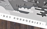 Ruhrgebiet Karte Kunstdruck Schwarz/Weiß und Farb-Edition (91 x 61 cm Maxi Poster)