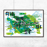 Ruhrgebiet Karte Kunstdruck (91 x 61 cm Maxi Poster)