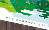 Ruhrgebiet Karte Kunstdruck Schwarz/Weiß und Farb-Edition (91 x 61 cm Maxi Poster)